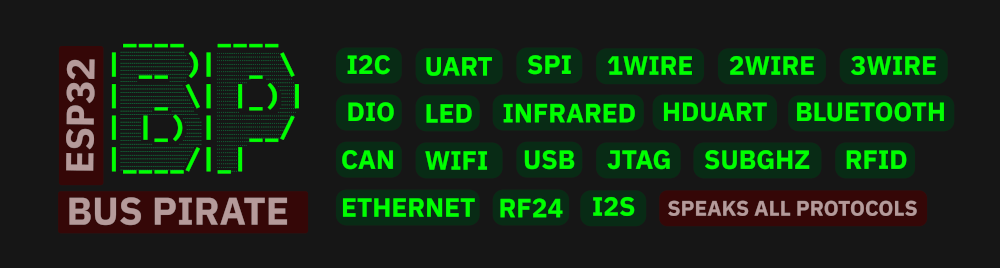 Logo banner of the ESP32 Bus Pirate firmware